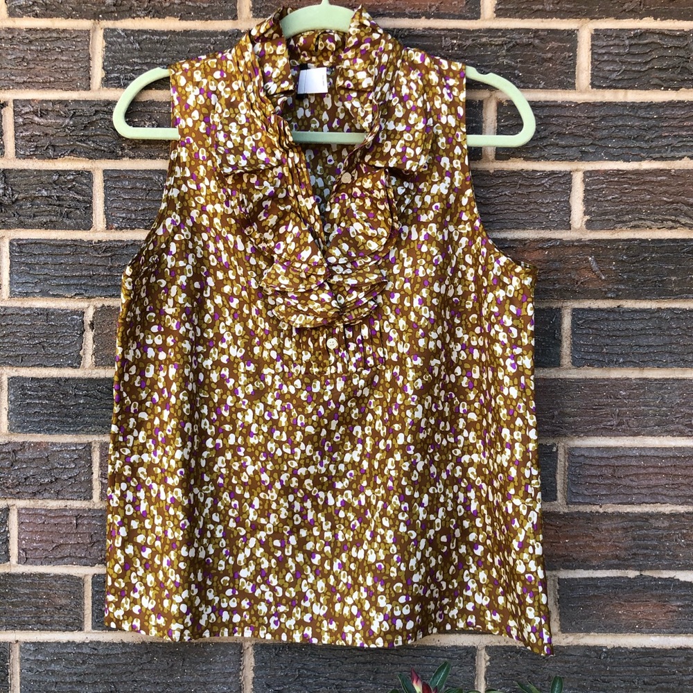 J Crew silk sleeveless floral blouse